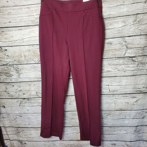 C Established 1946 Straight Pants with seam down front burgundy size Large NWT - Picture 1 of 8